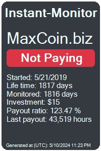 maxcoin.biz Monitored by Instant-Monitor.com