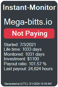 mega-bitts.io Monitored by Instant-Monitor.com
