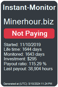 minerhour.biz Monitored by Instant-Monitor.com