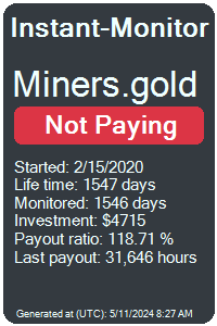 miners.gold Monitored by Instant-Monitor.com