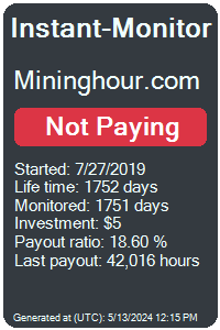 mininghour.com Monitored by Instant-Monitor.com