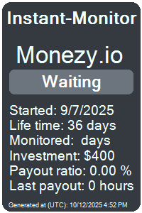 monezy.io Monitored by Instant-Monitor.com