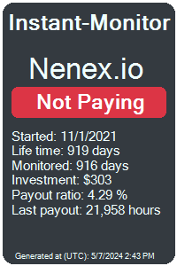 nenex.io Monitored by Instant-Monitor.com