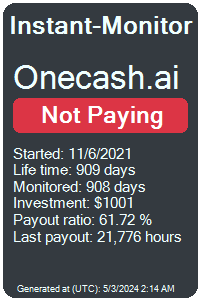 onecash.ai Monitored by Instant-Monitor.com