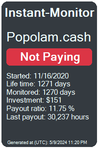 popolam.cash Monitored by Instant-Monitor.com