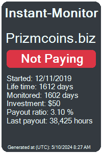 prizmcoins.biz Monitored by Instant-Monitor.com