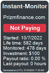 prizmfinance.com Monitored by Instant-Monitor.com