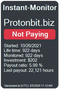 protonbit.biz Monitored by Instant-Monitor.com