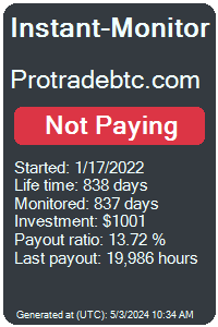 protradebtc.com Monitored by Instant-Monitor.com