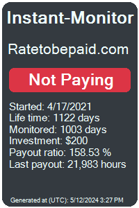 ratetobepaid.com Monitored by Instant-Monitor.com