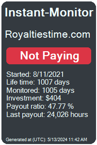 royaltiestime.com Monitored by Instant-Monitor.com