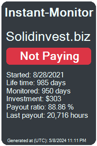solidinvest.biz Monitored by Instant-Monitor.com