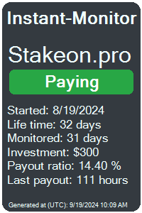 stakeon.pro Monitored by Instant-Monitor.com