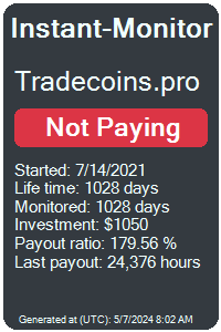 tradecoins.pro Monitored by Instant-Monitor.com