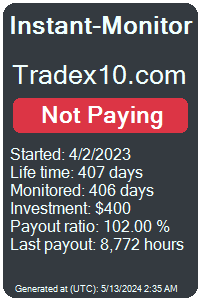 tradex10.com Monitored by Instant-Monitor.com