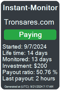 tronsares.com Monitored by Instant-Monitor.com