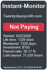 twentydaysprofit.com Monitored by Instant-Monitor.com
