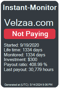 velzaa.com Monitored by Instant-Monitor.com
