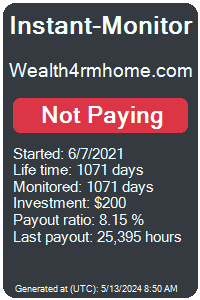 wealth4rmhome.com Monitored by Instant-Monitor.com