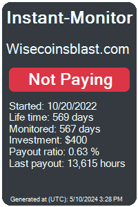 wisecoinsblast.com Monitored by Instant-Monitor.com