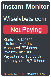 wiselybets.com Monitored by Instant-Monitor.com