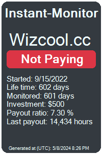 wizcool.cc Monitored by Instant-Monitor.com