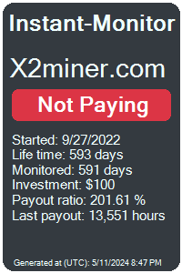 x2miner.com Monitored by Instant-Monitor.com